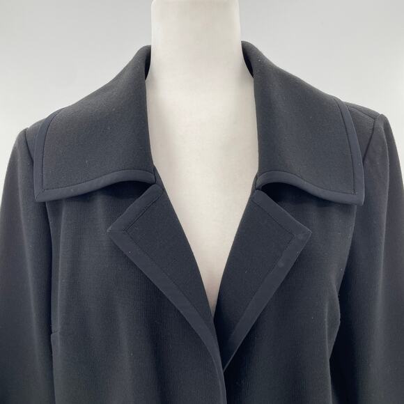 St John Black Knit Cropped Long Sleeve Luxury Designer Swing Jacket Blazer 12 - Picture 5 of 15